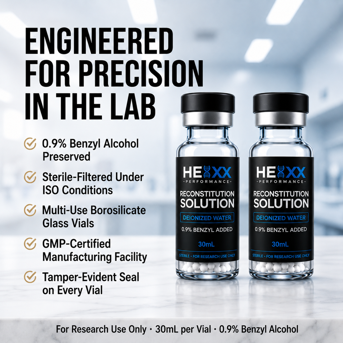 Helixx Bacteriostatic Water - 30mL Research Vials